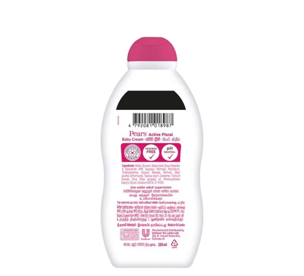 Pears Active Floral Baby Cream – 200ml - Image 2